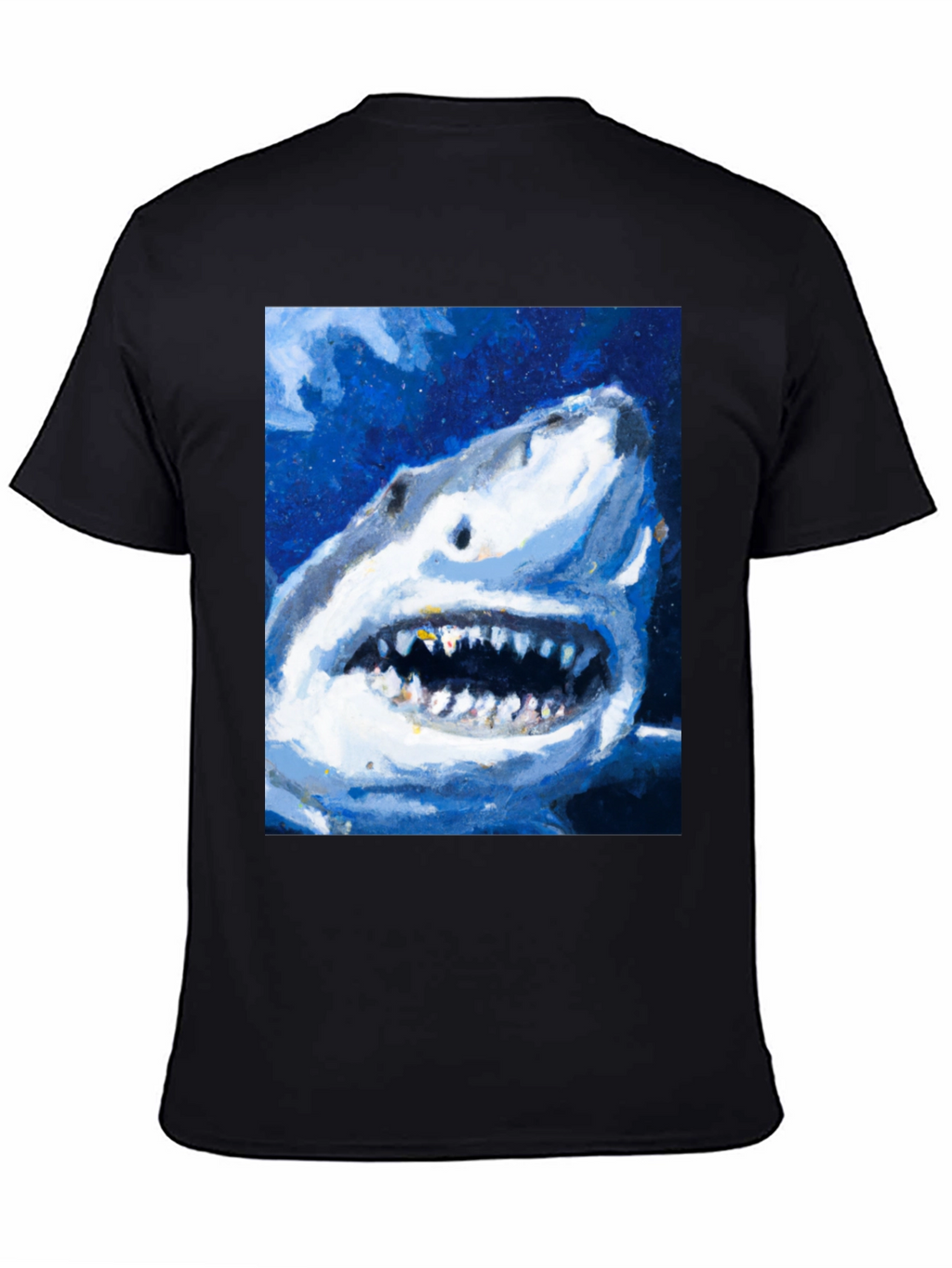 Shark Attack Graphic Print Mens Black T-Shirt