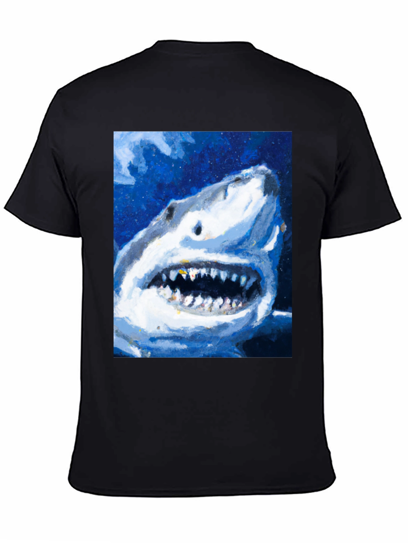 Shark Attack Graphic Print Mens Black T-Shirt