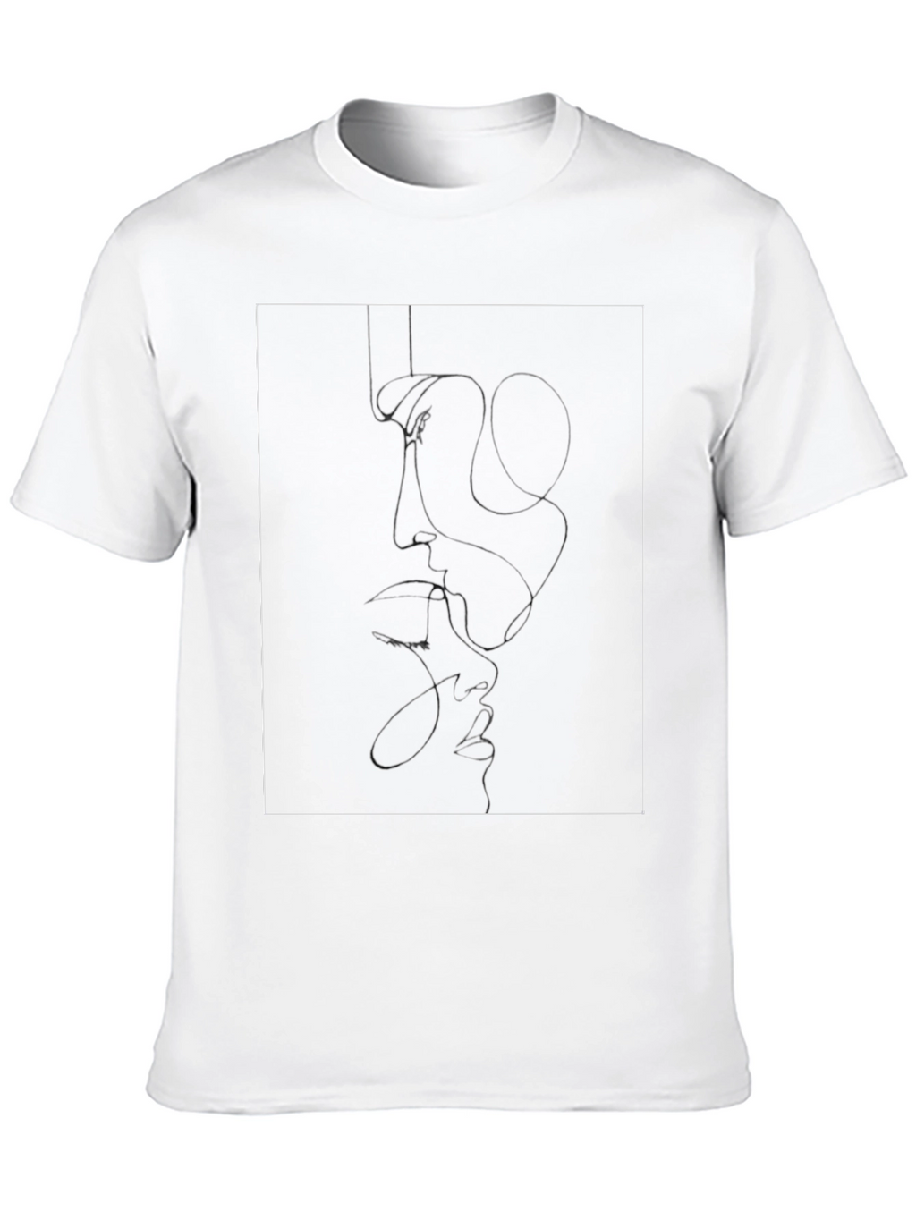 Minimalist Line Art Graphic Tee - Black