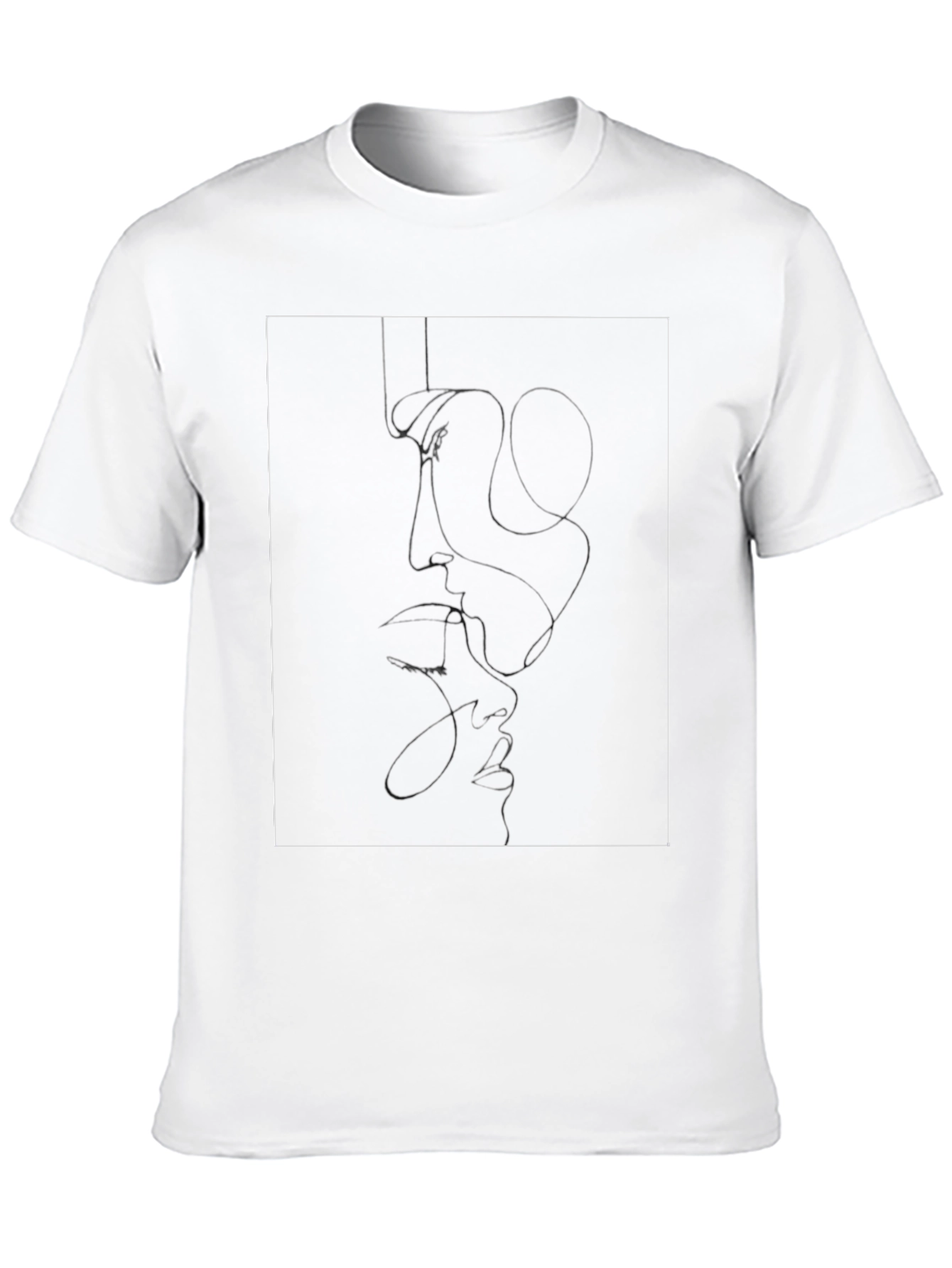 Minimalist Line Art Graphic Tee - Black