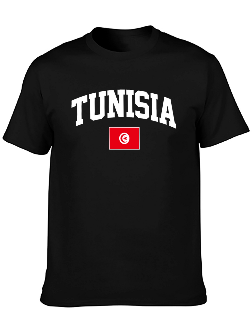 Tunisia Flag T-Shirt - Black Cotton Tee