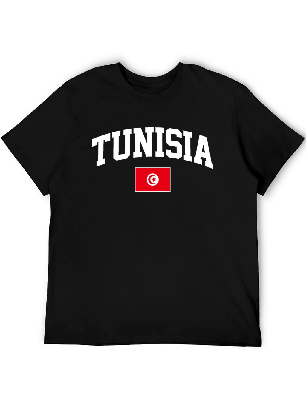 Tunisia Flag T-Shirt - Black Cotton Tee