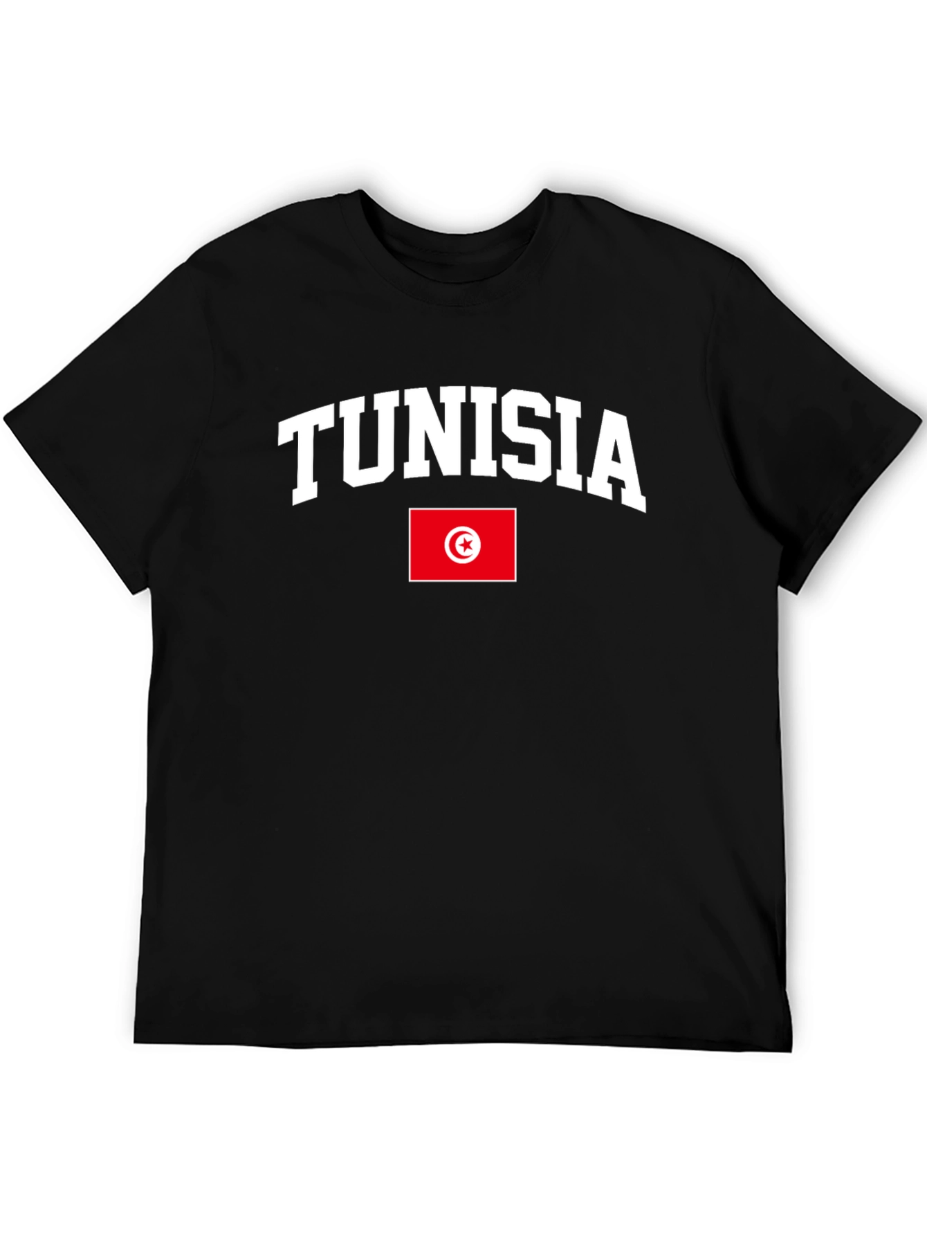 Tunisia Flag T-Shirt - Black Cotton Tee