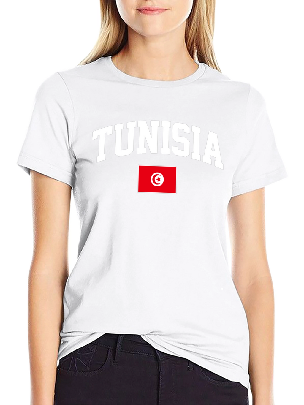 Tunisia Flag T-Shirt - Black Cotton Tee
