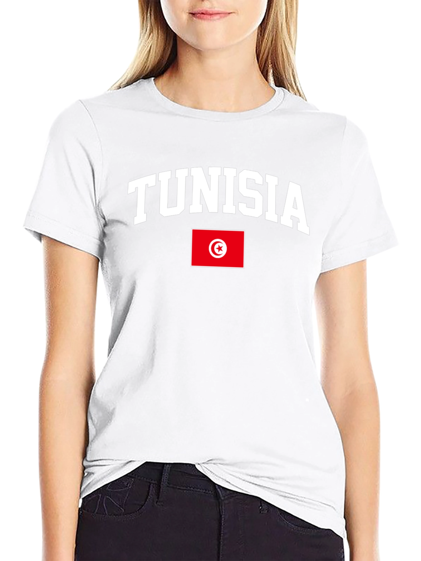 Tunisia Flag T-Shirt - Black Cotton Tee