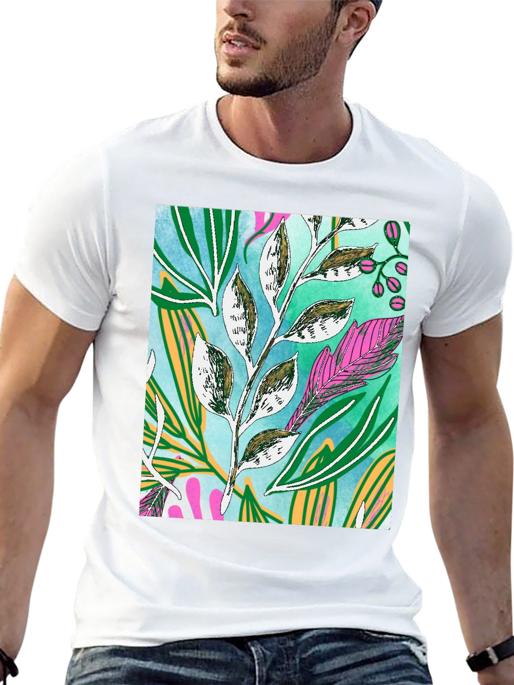 Botanical Print Tee - Artistic Nature Graphic T-Shirt