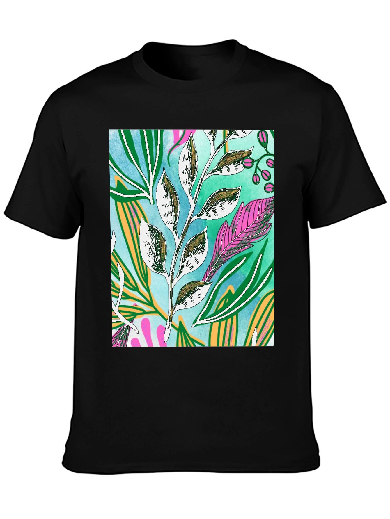 Botanical Print Tee - Artistic Nature Graphic T-Shirt
