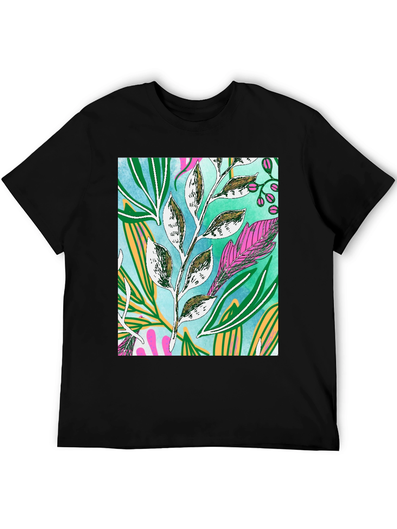 Botanical Print Tee - Artistic Nature Graphic T-Shirt
