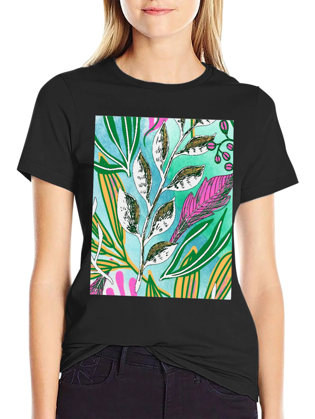 Botanical Print Tee - Artistic Nature Graphic T-Shirt