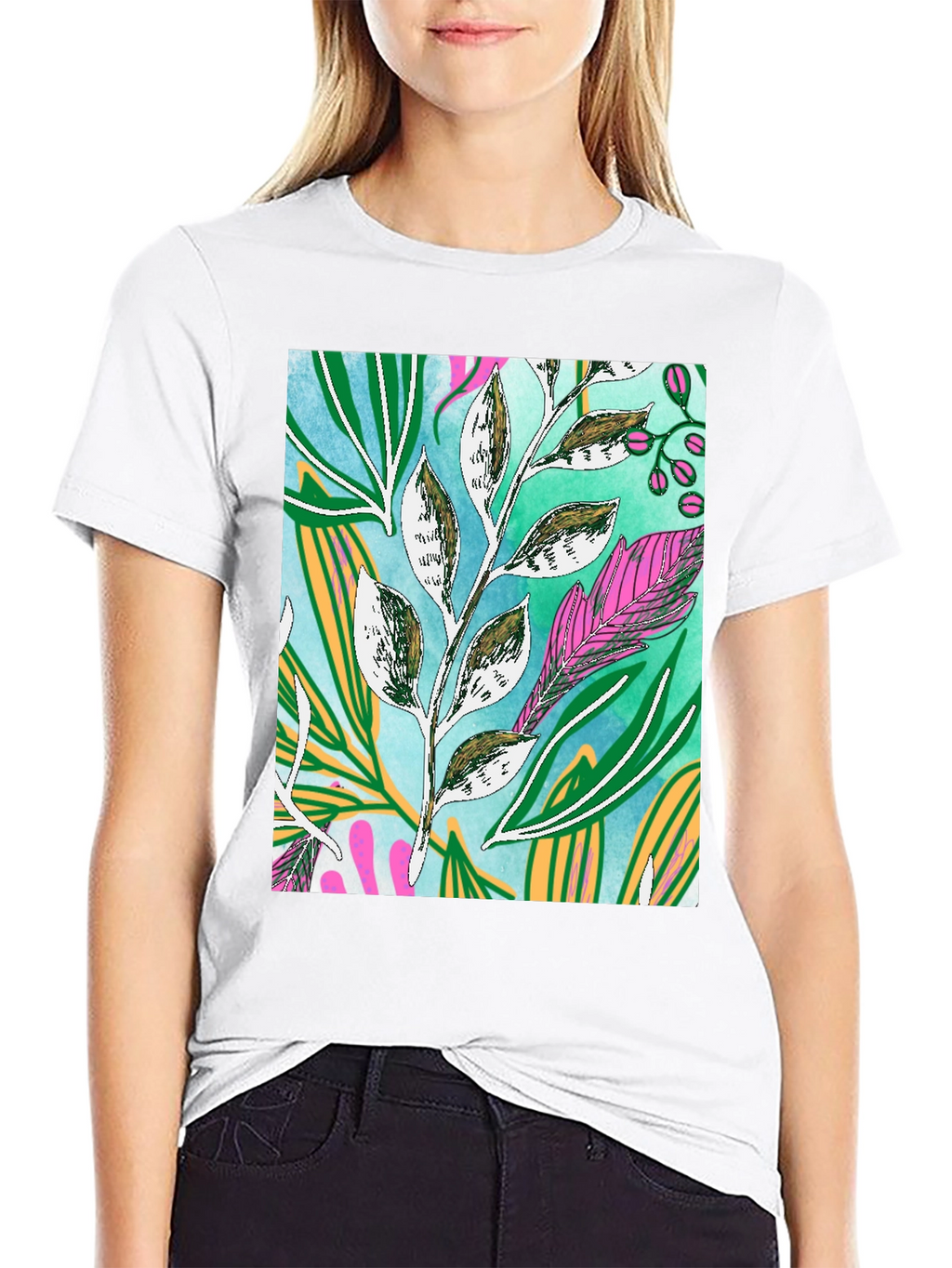 Botanical Print Tee - Artistic Nature Graphic T-Shirt