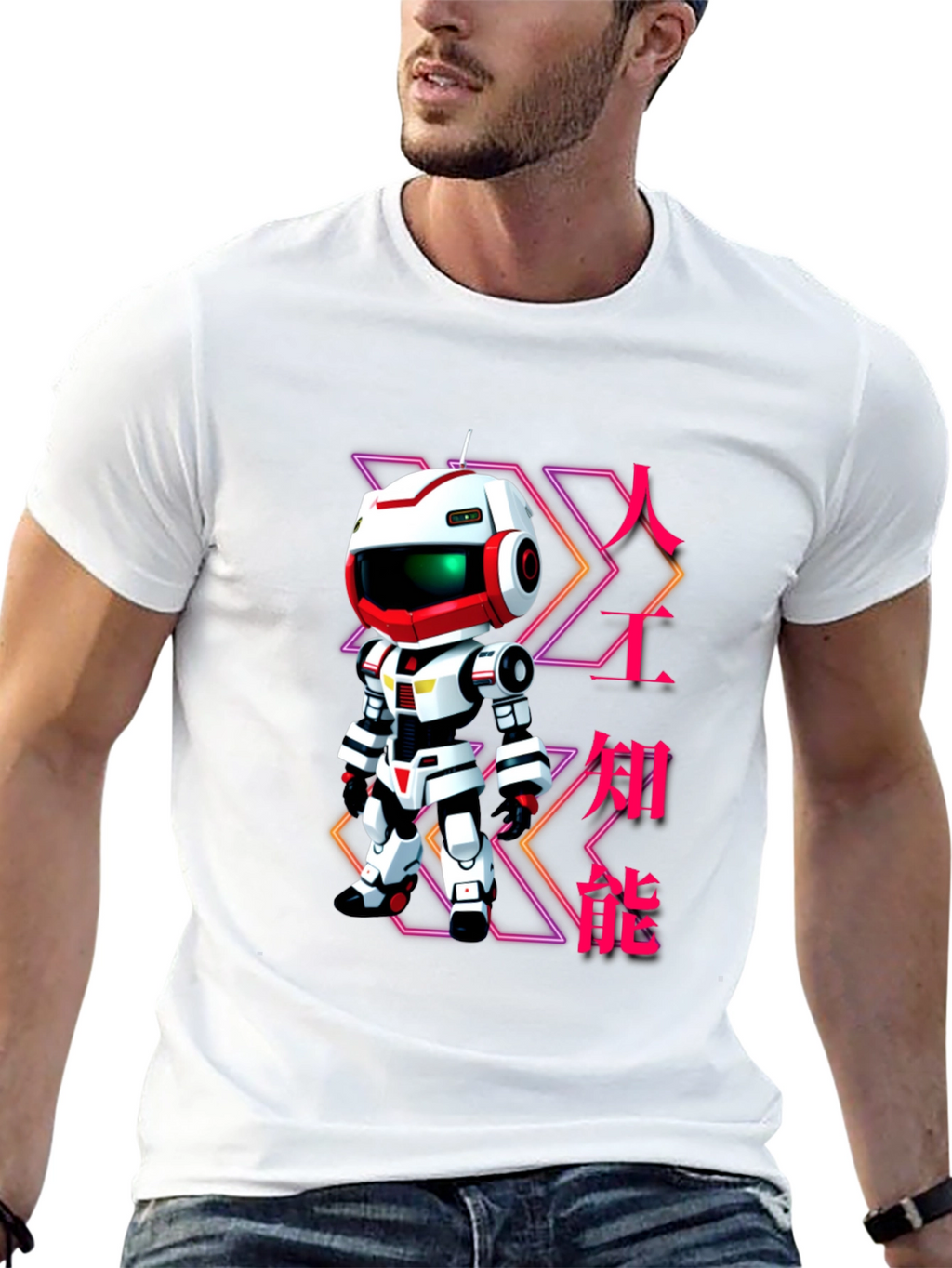 Robot Graphic T-Shirt - Futuristic Anime Style