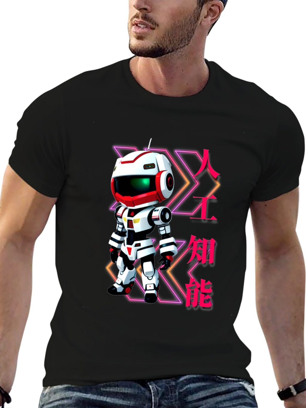 Robot Graphic T-Shirt - Futuristic Anime Style