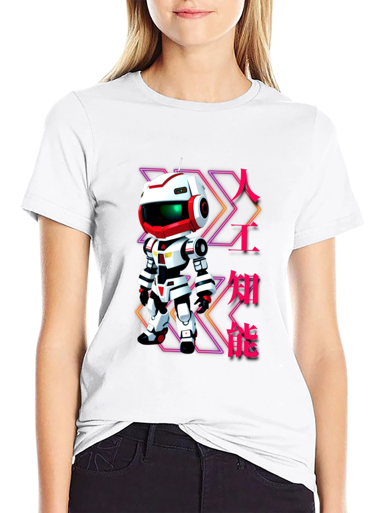 Robot Graphic T-Shirt - Futuristic Anime Style