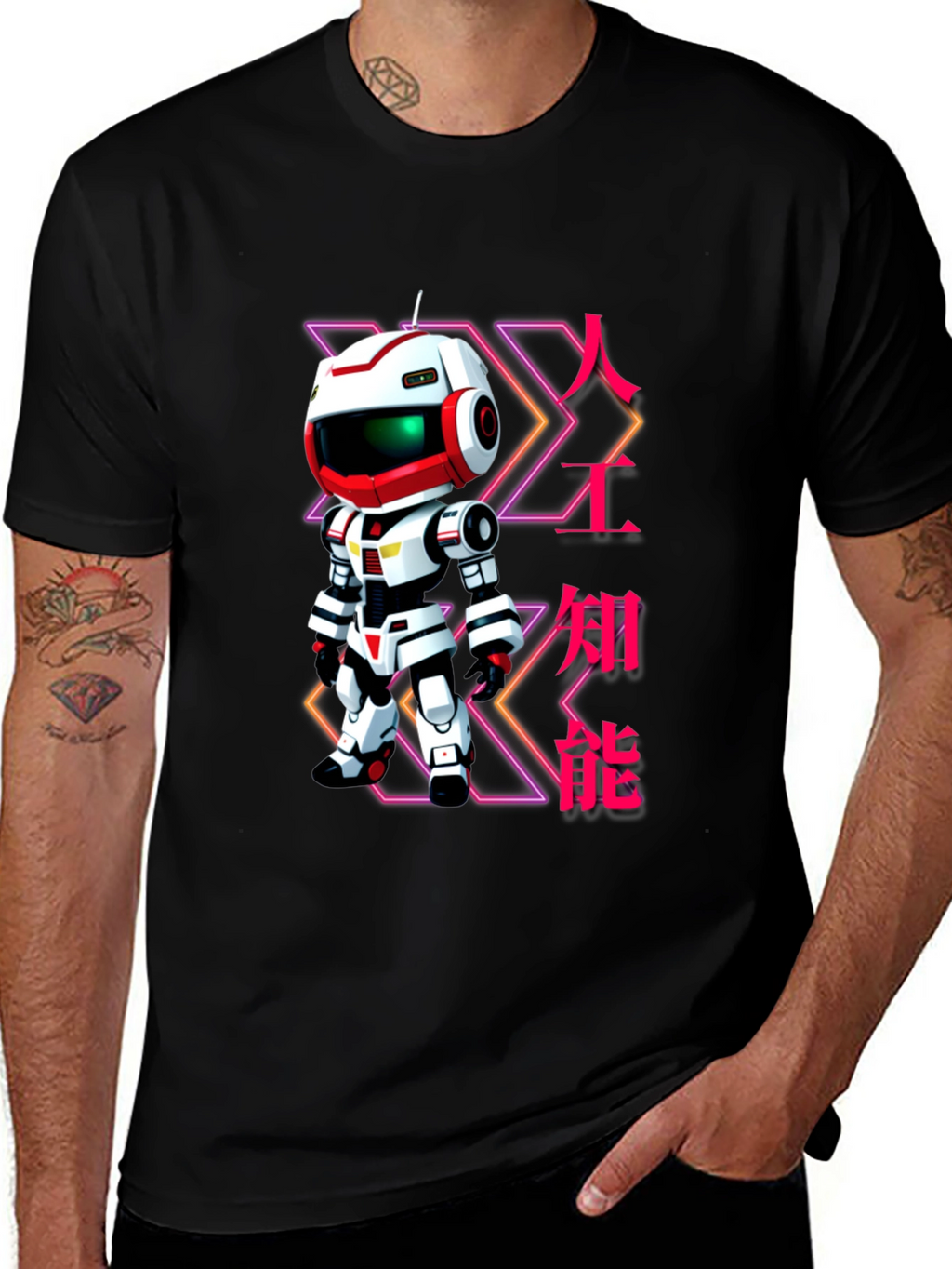 Robot Graphic T-Shirt - Futuristic Anime Style
