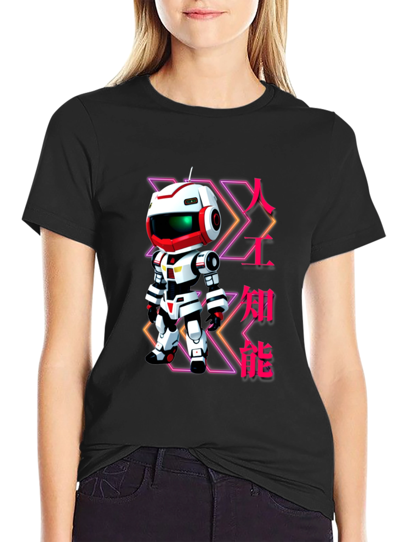 Robot Graphic T-Shirt - Futuristic Anime Style