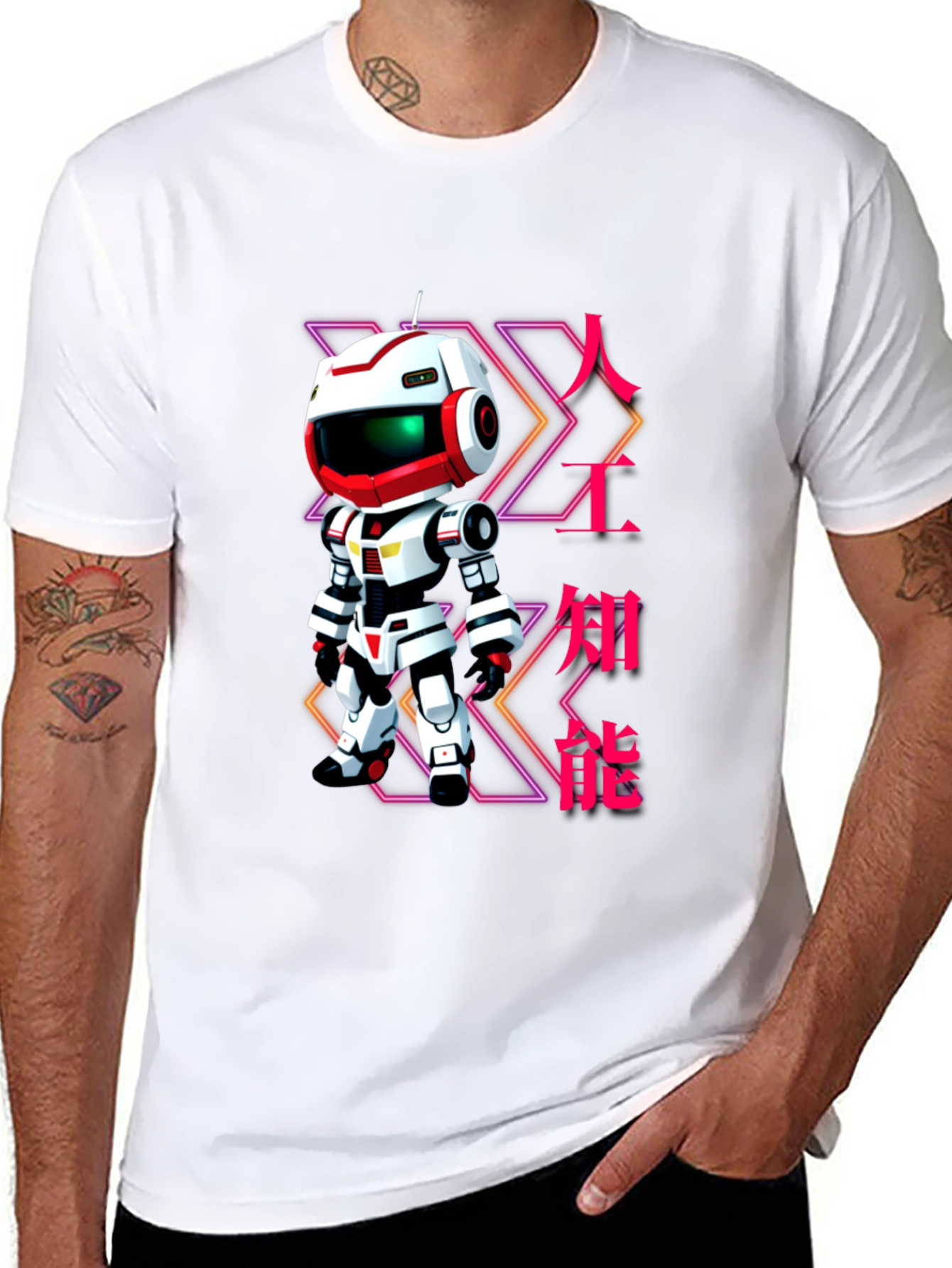 Robot Graphic T-Shirt - Futuristic Anime Style