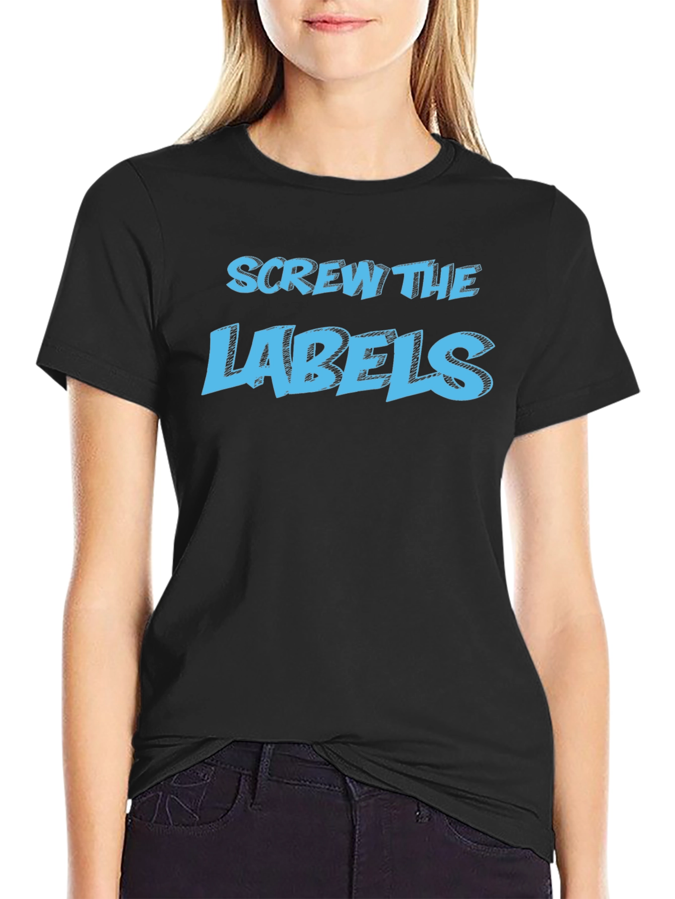 Screw the Labels Graphic Tee - Black