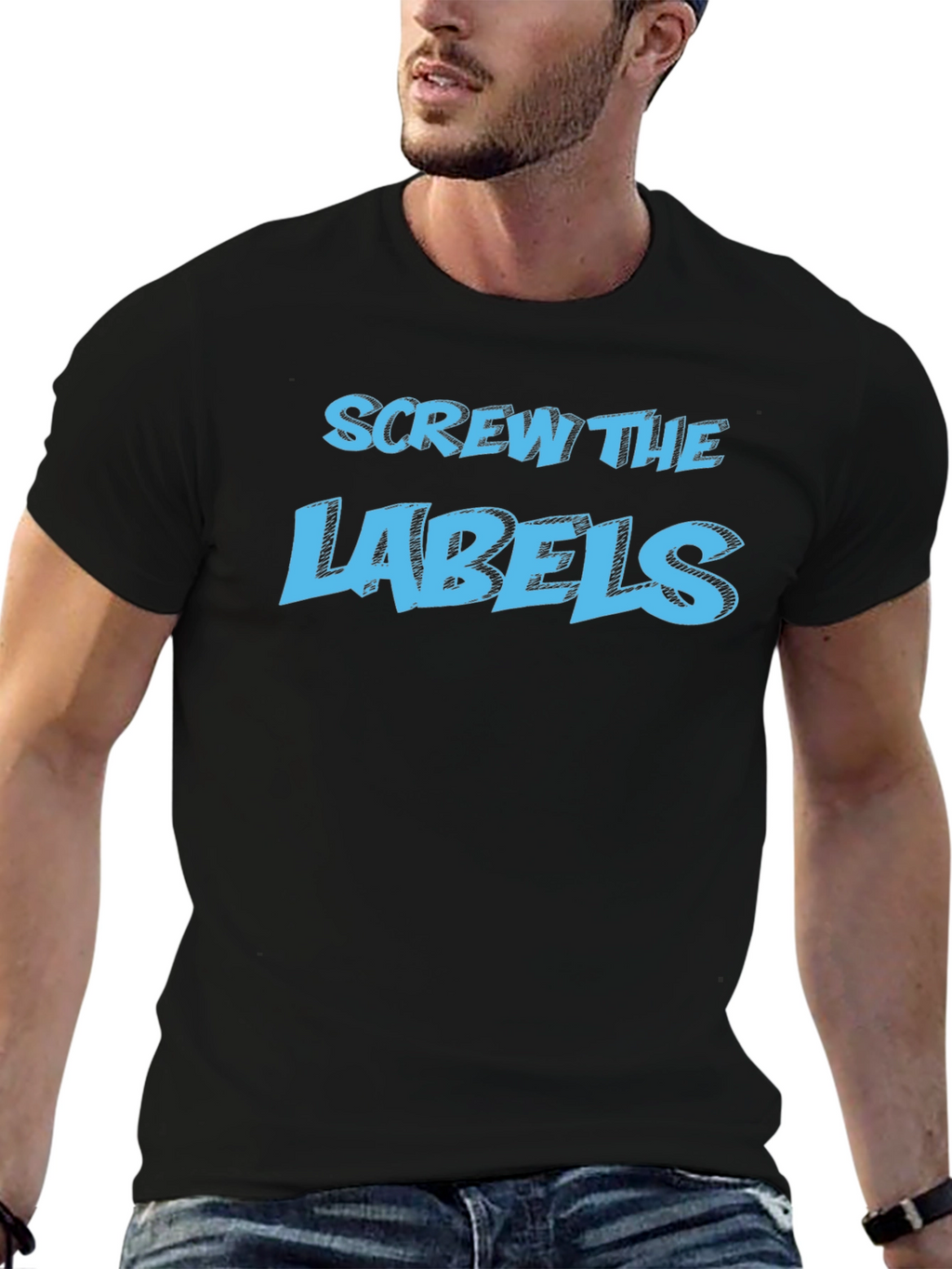 Screw the Labels Graphic Tee - Black