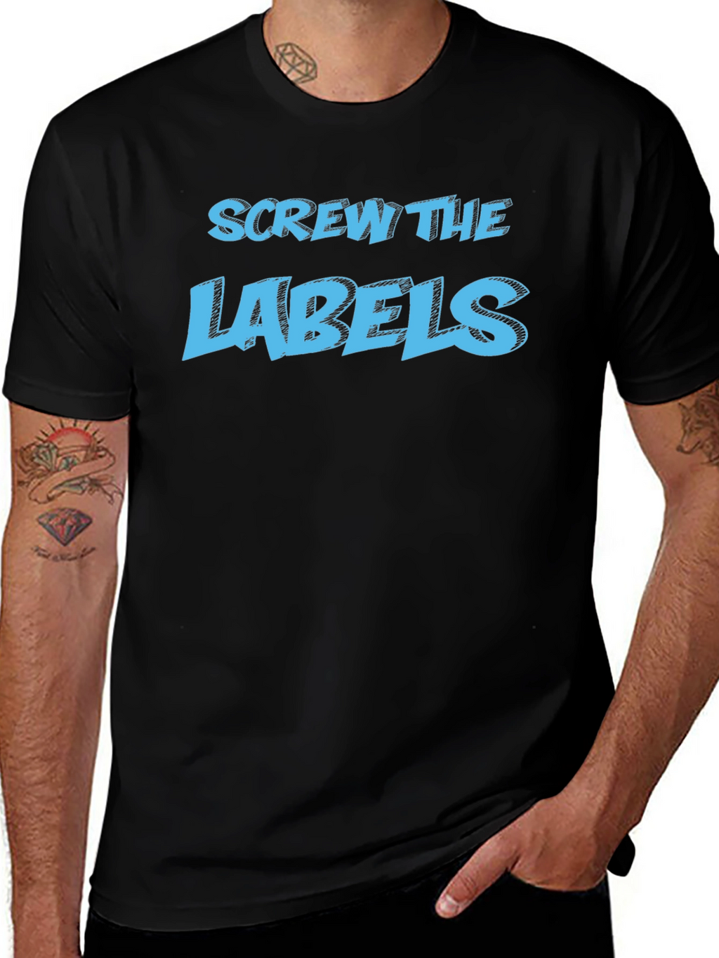 Screw the Labels Graphic Tee - Black