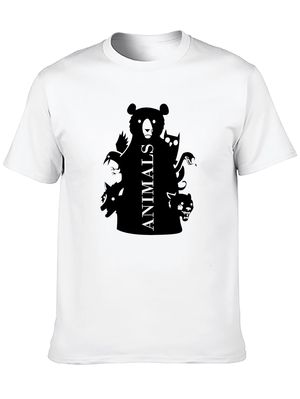 Mens Black Animals Graphic Tee