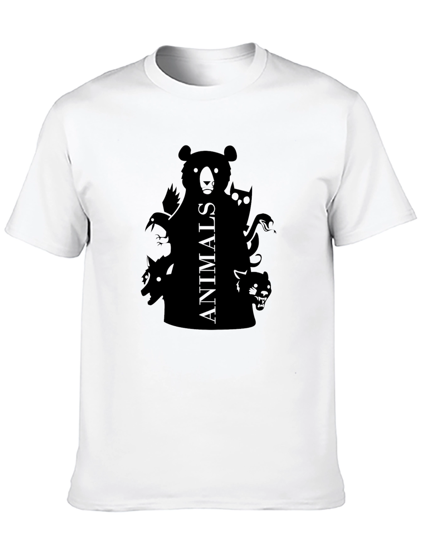 Mens Black Animals Graphic Tee