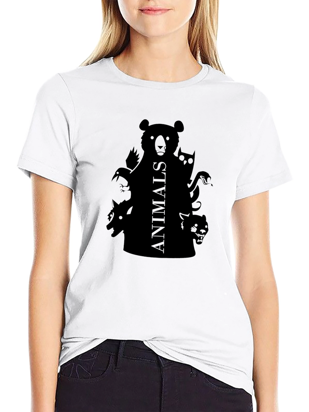 Mens Black Animals Graphic Tee