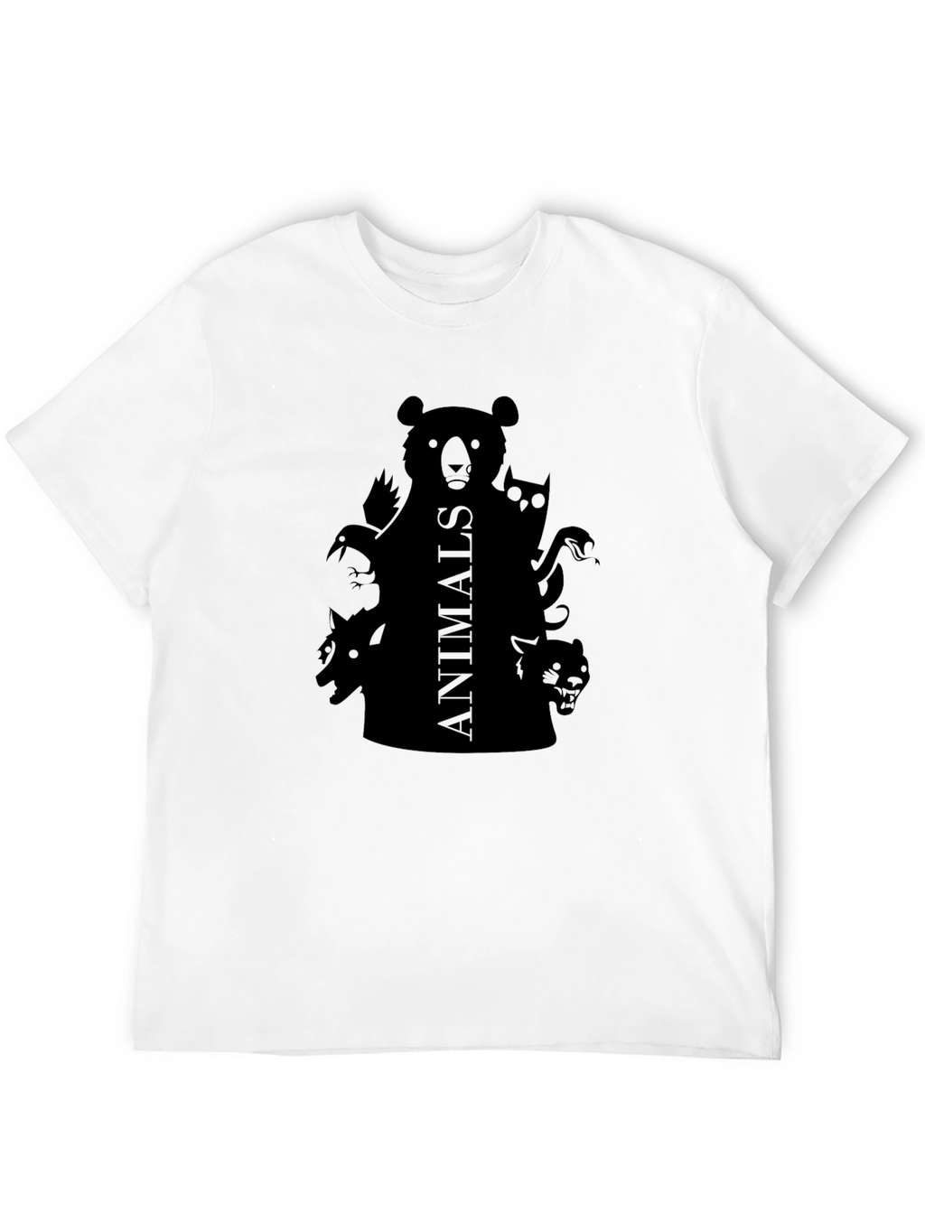 Mens Black Animals Graphic Tee