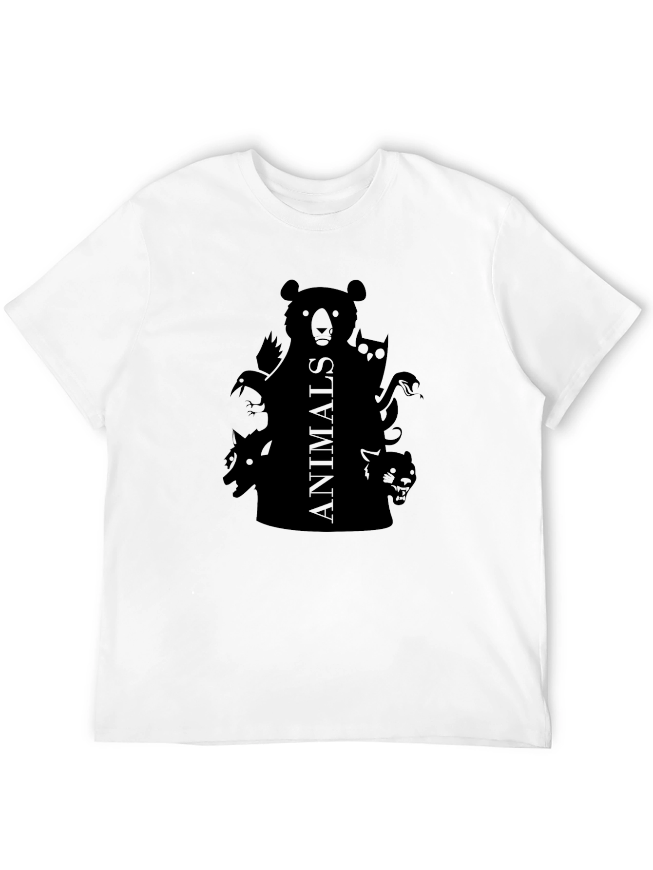 Mens Black Animals Graphic Tee