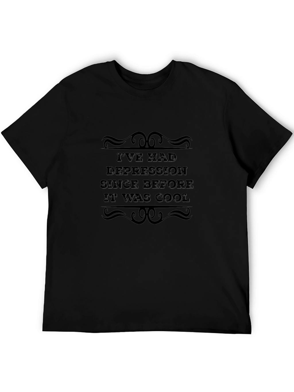 Depression Before Cool Black Graphic T-Shirt