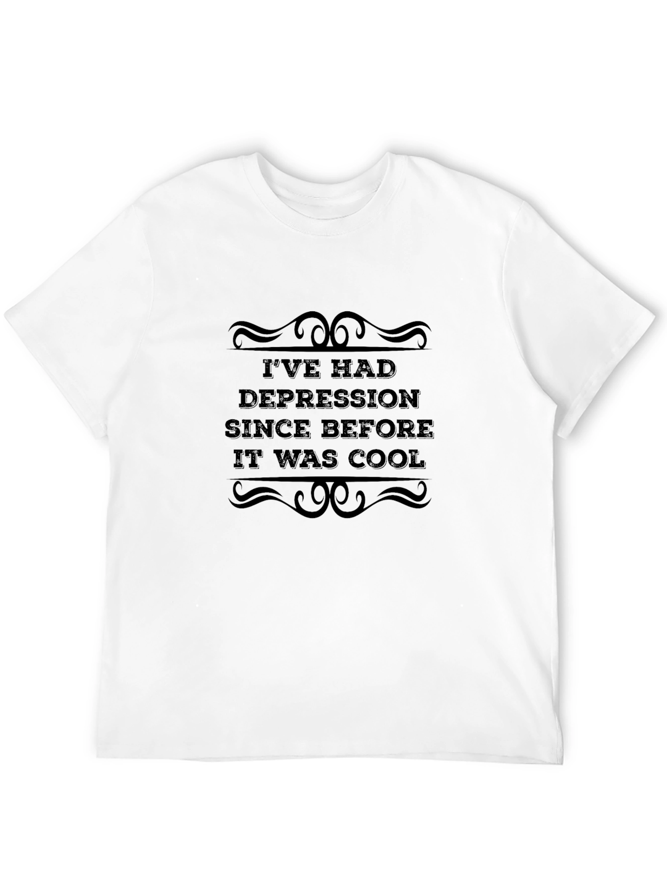 Depression Before Cool Black Graphic T-Shirt