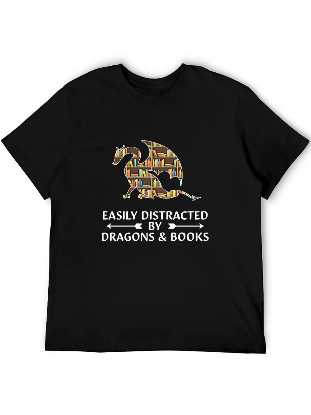 Easily Distracted by Dragons & Books Graphic Tee