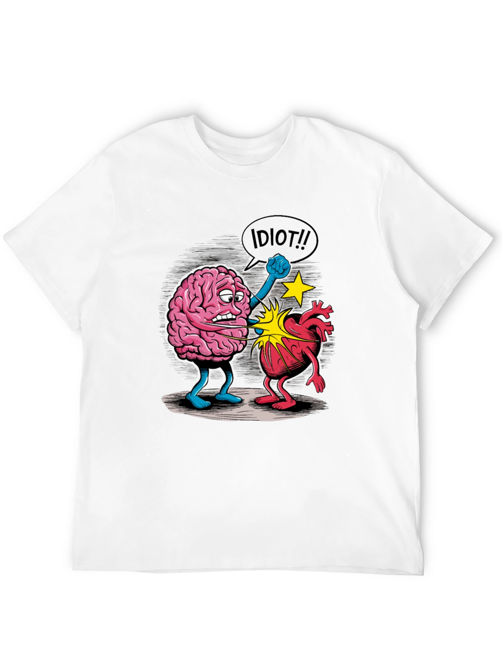 Brain vs. Heart Graphic T-Shirt - Funny Unisex Tee