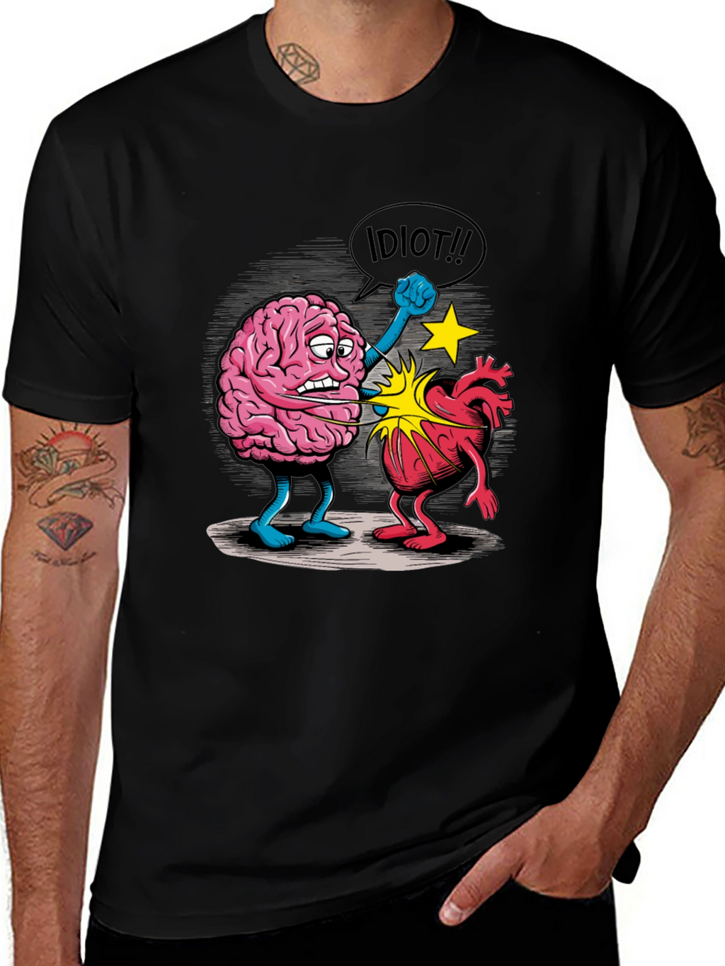 Brain vs. Heart Graphic T-Shirt - Funny Unisex Tee