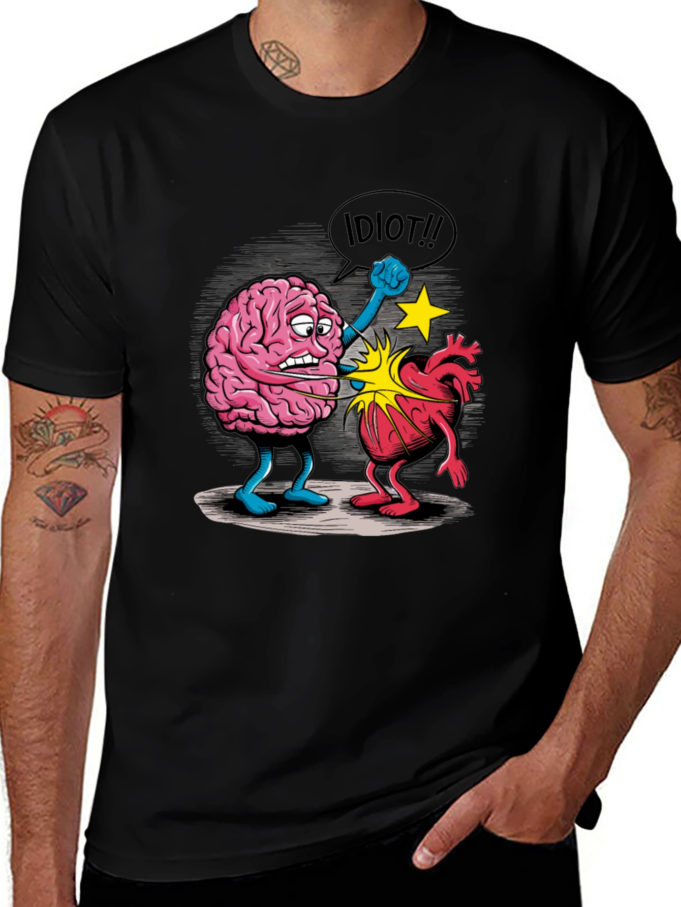 Brain vs. Heart Graphic T-Shirt - Funny Unisex Tee