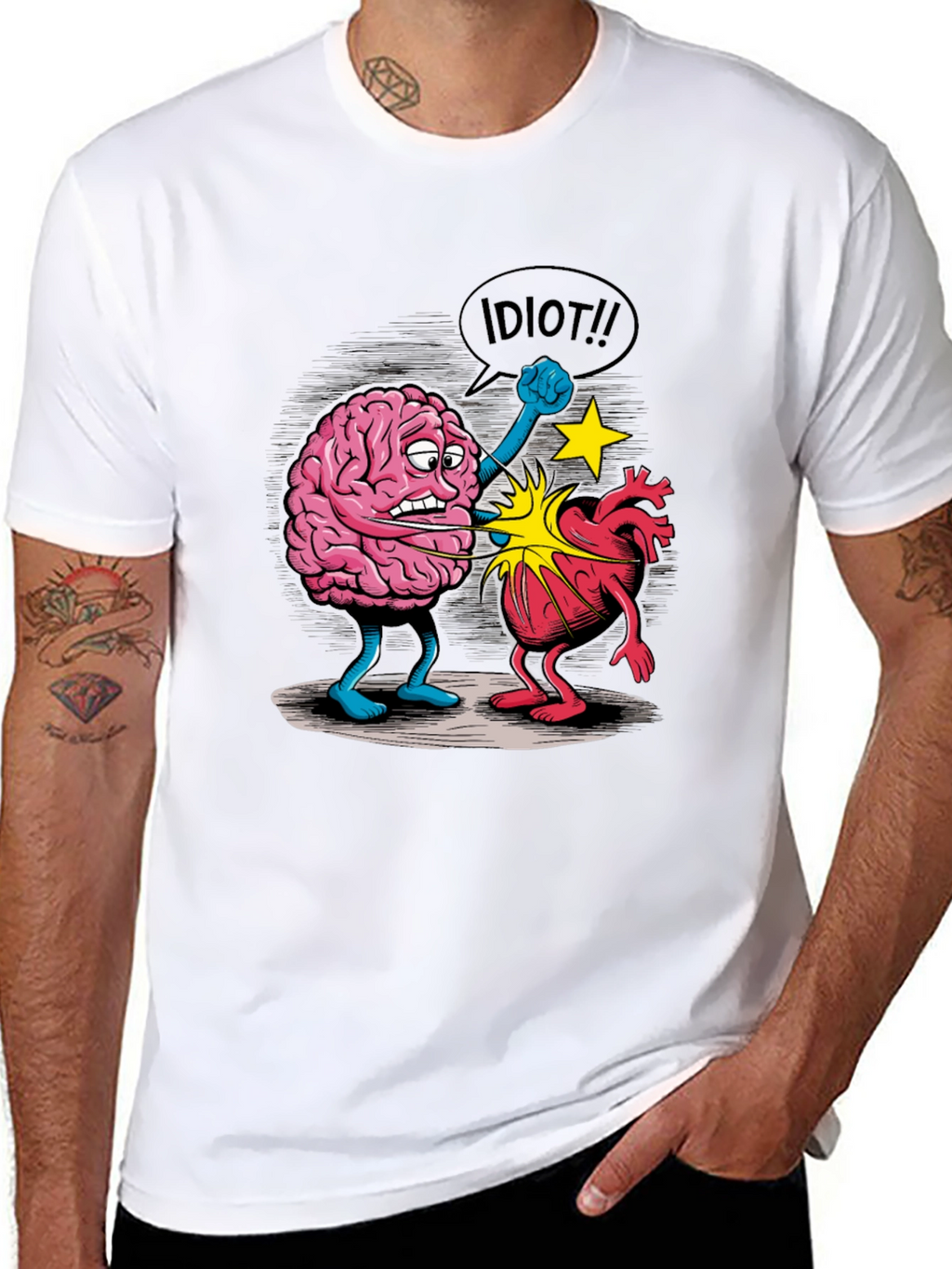 Brain vs. Heart Graphic T-Shirt - Funny Unisex Tee