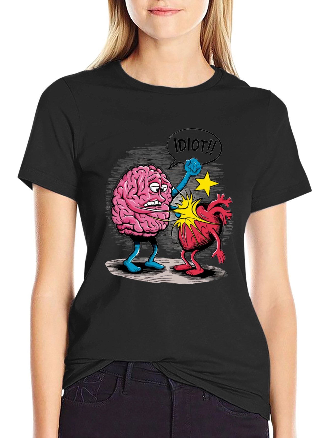 Brain vs. Heart Graphic T-Shirt - Funny Unisex Tee