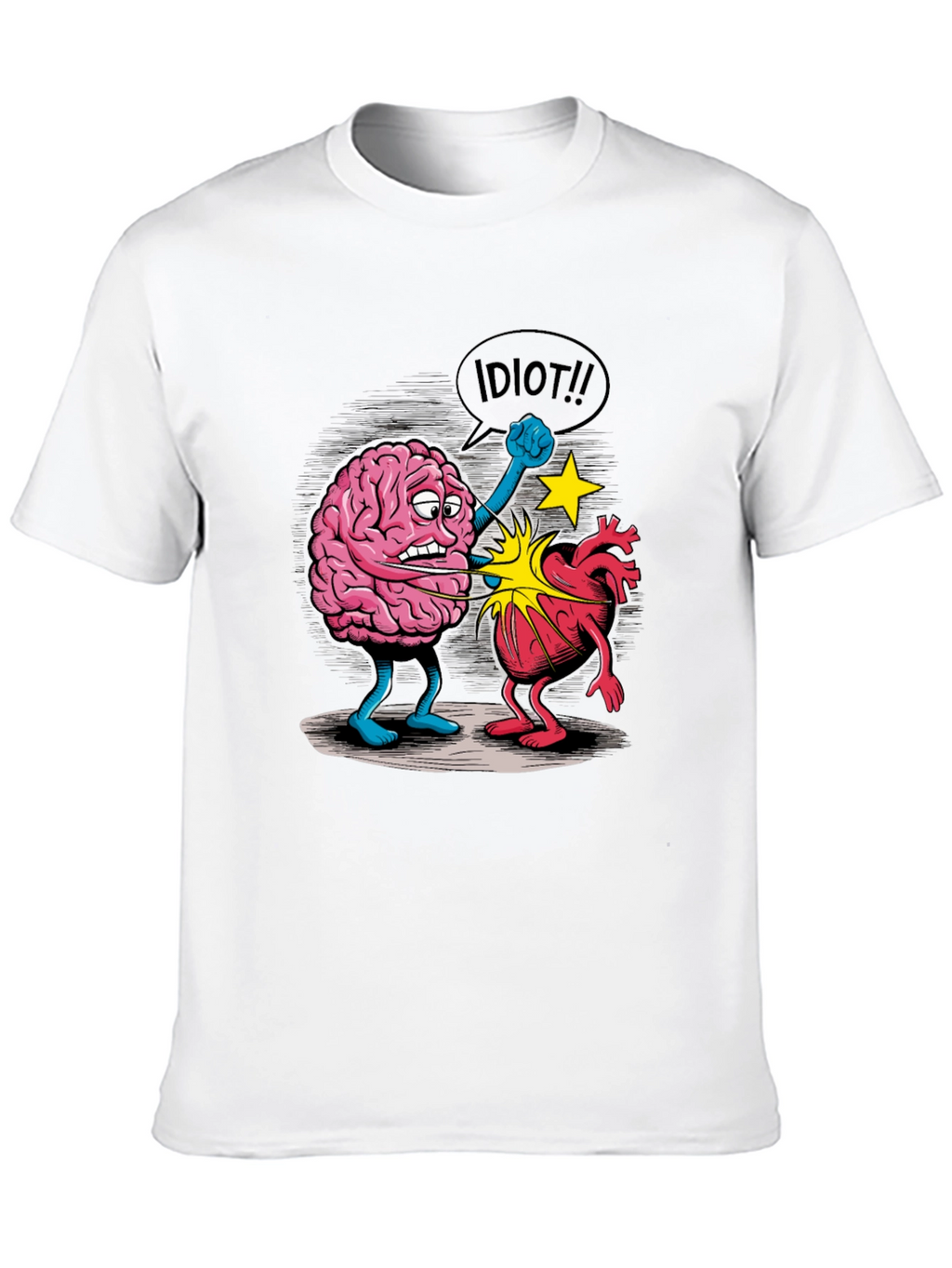 Brain vs. Heart Graphic T-Shirt - Funny Unisex Tee