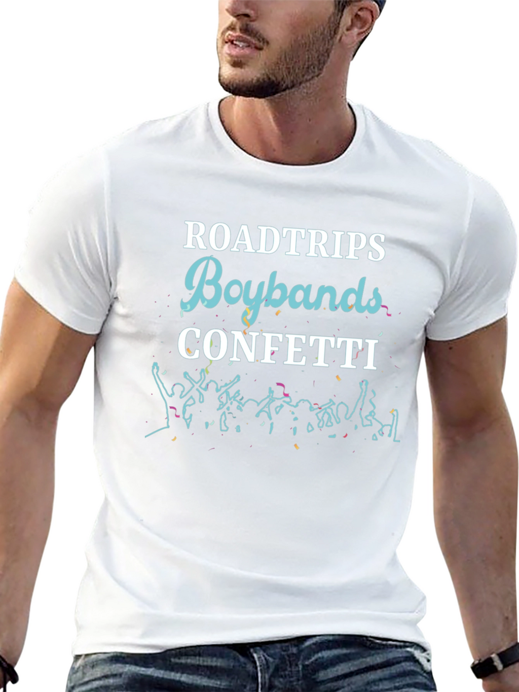 Roadtrips Boybands Confetti Black Graphic Tee