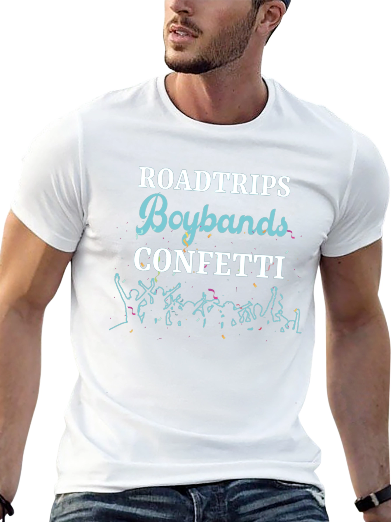 Roadtrips Boybands Confetti Black Graphic Tee
