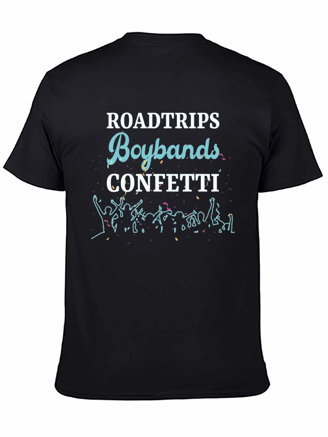 Roadtrips Boybands Confetti Black Graphic Tee