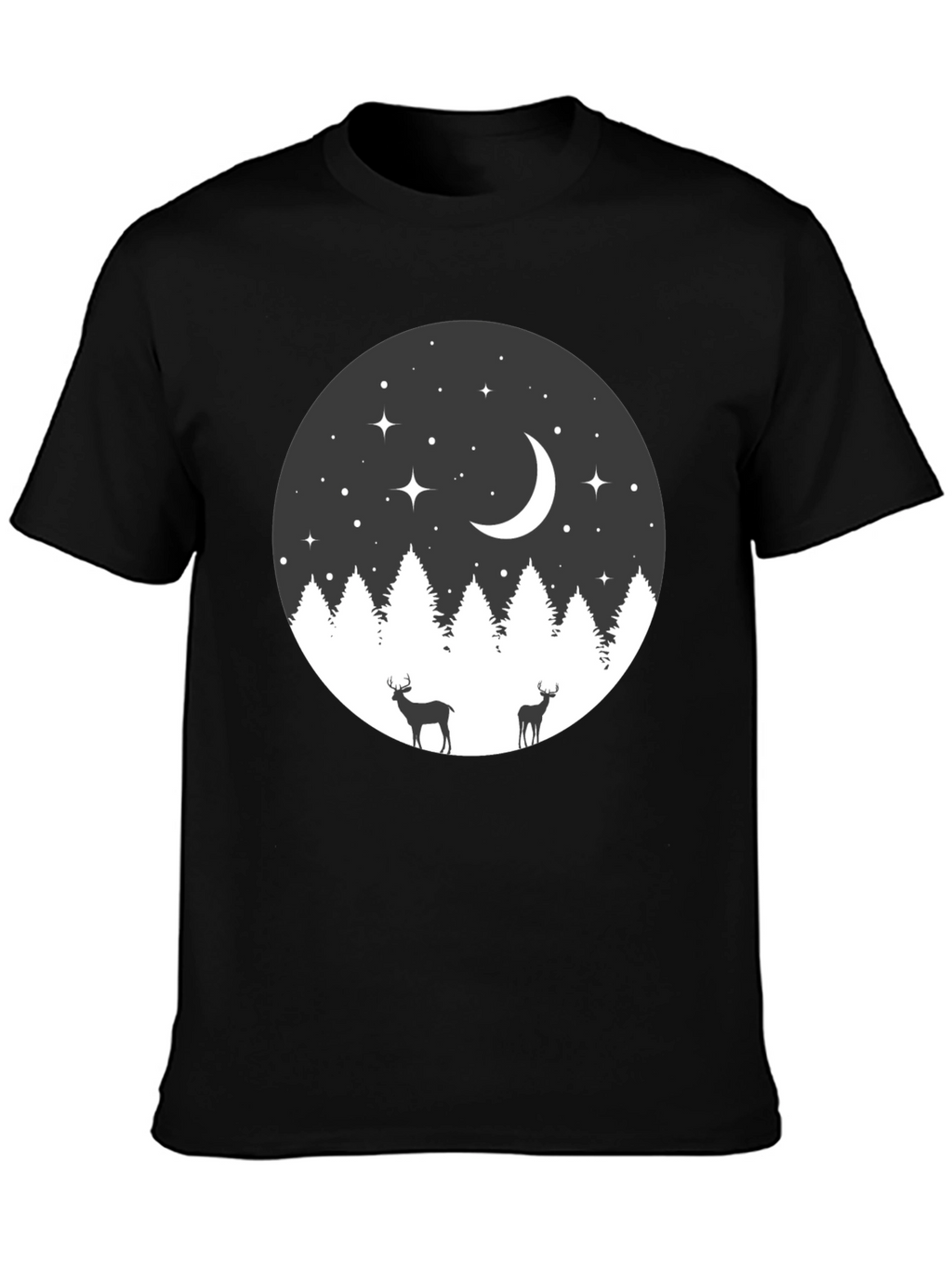 Night Forest Deer Graphic Tee