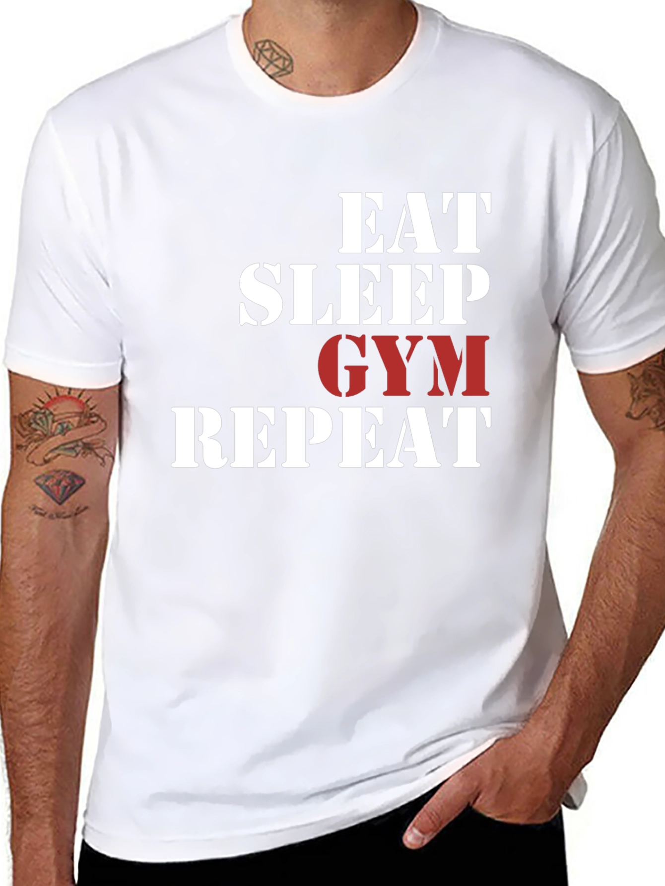 Eat Sleep Gym Repeat Graphic T-Shirt