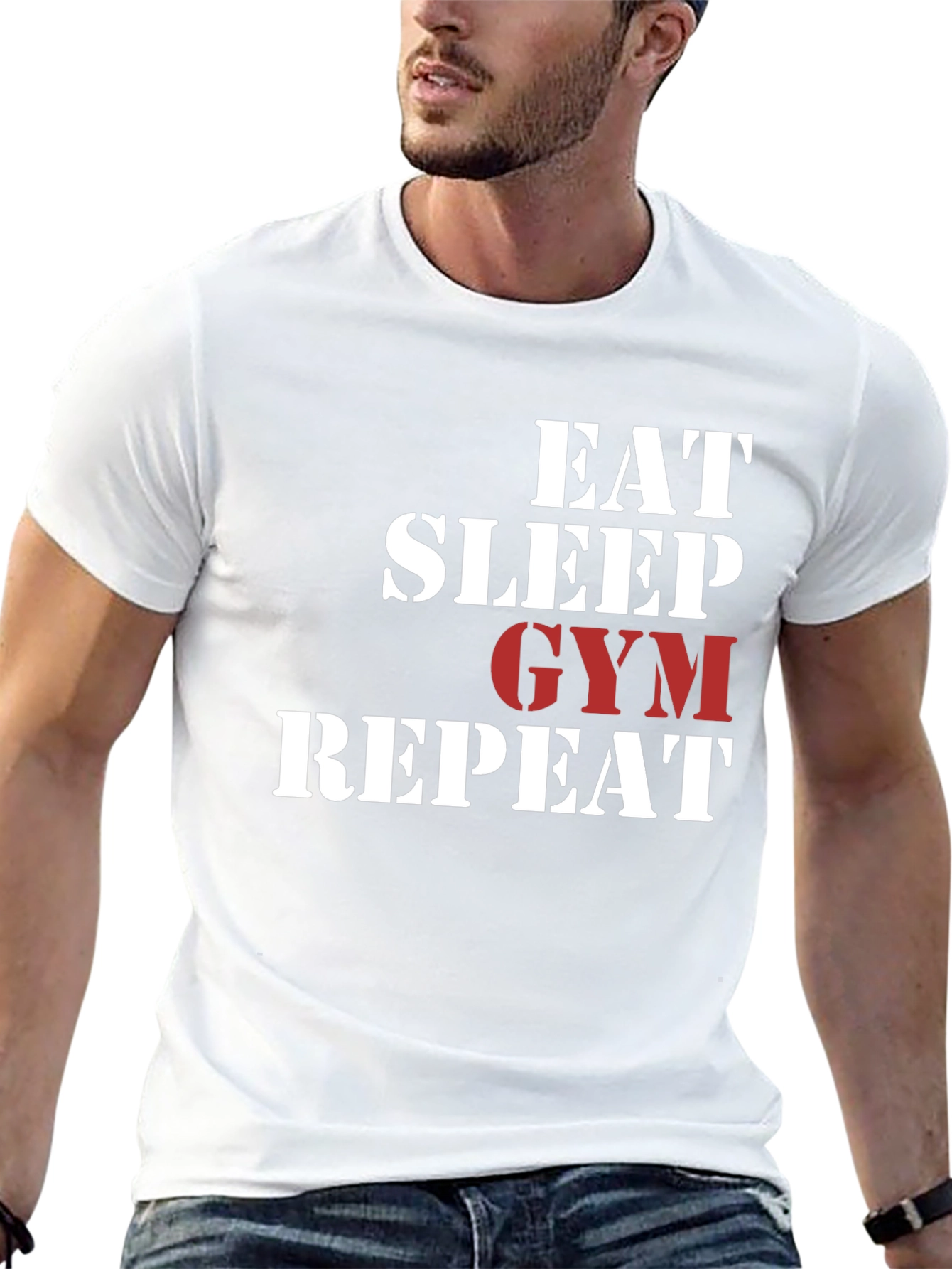 Eat Sleep Gym Repeat Graphic T-Shirt