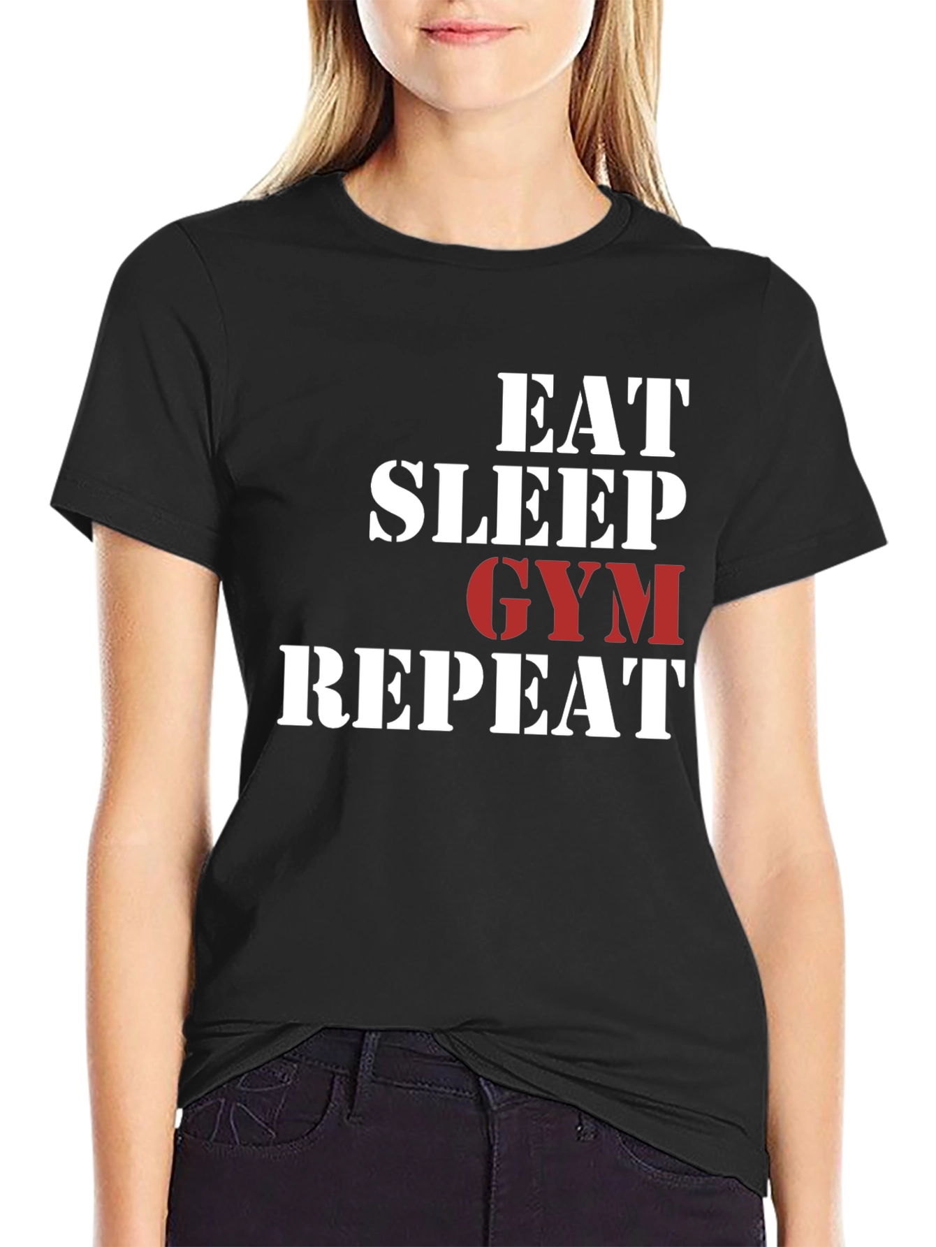 Eat Sleep Gym Repeat Graphic T-Shirt
