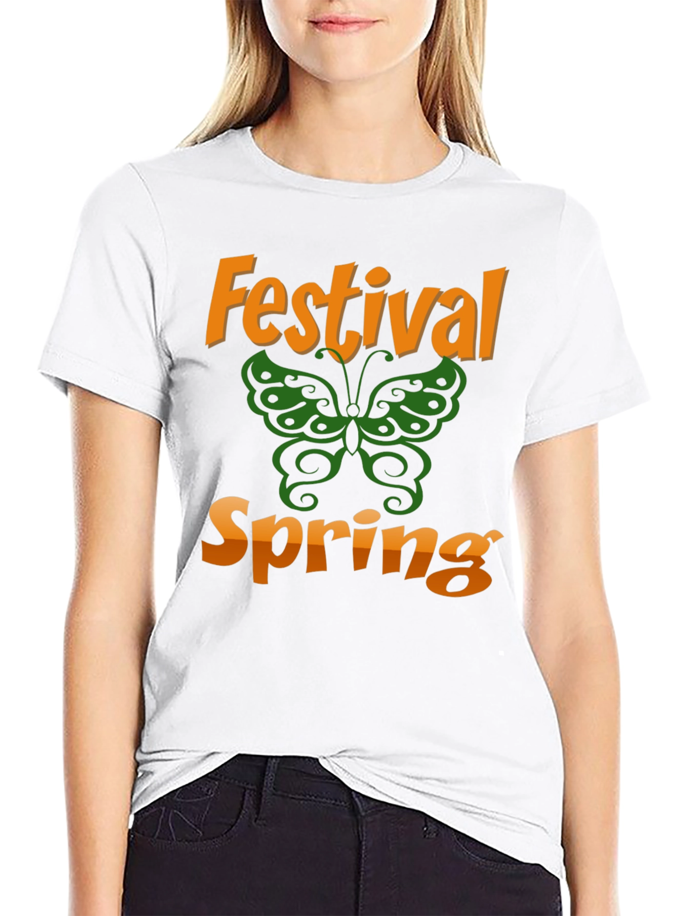 Spring Festival Butterfly Graphic T-Shirt