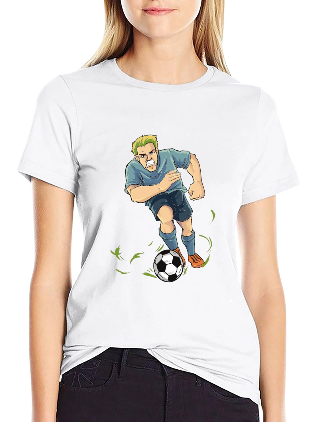 Soccer Player Graphic T-Shirt - Black