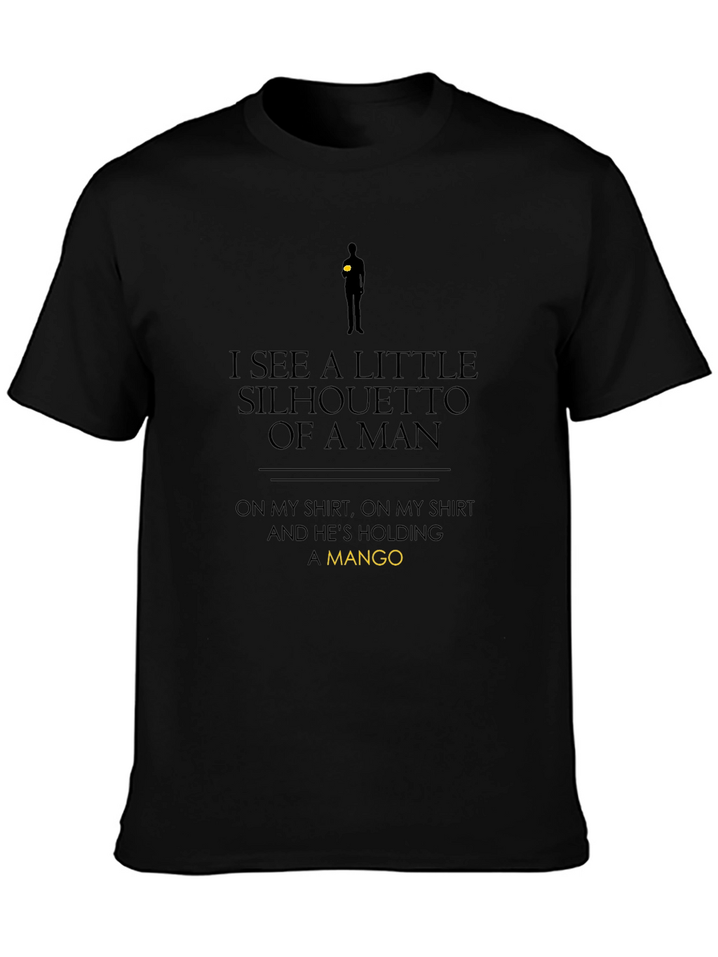 Silhouette of a Man Holding Mango Black T-Shirt