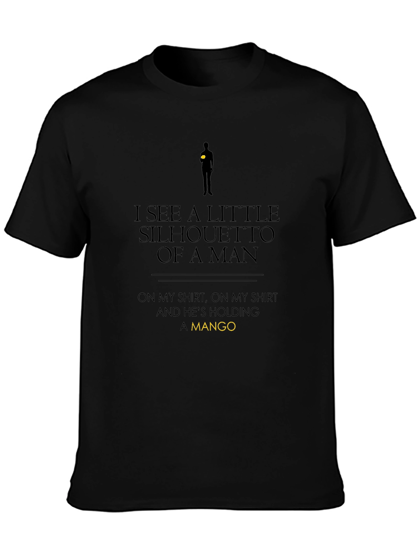 Silhouette of a Man Holding Mango Black T-Shirt
