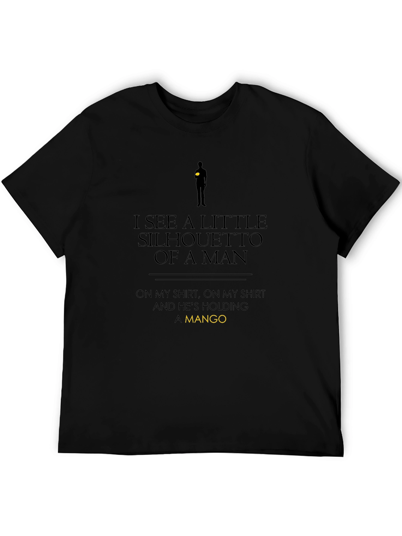 Silhouette of a Man Holding Mango Black T-Shirt