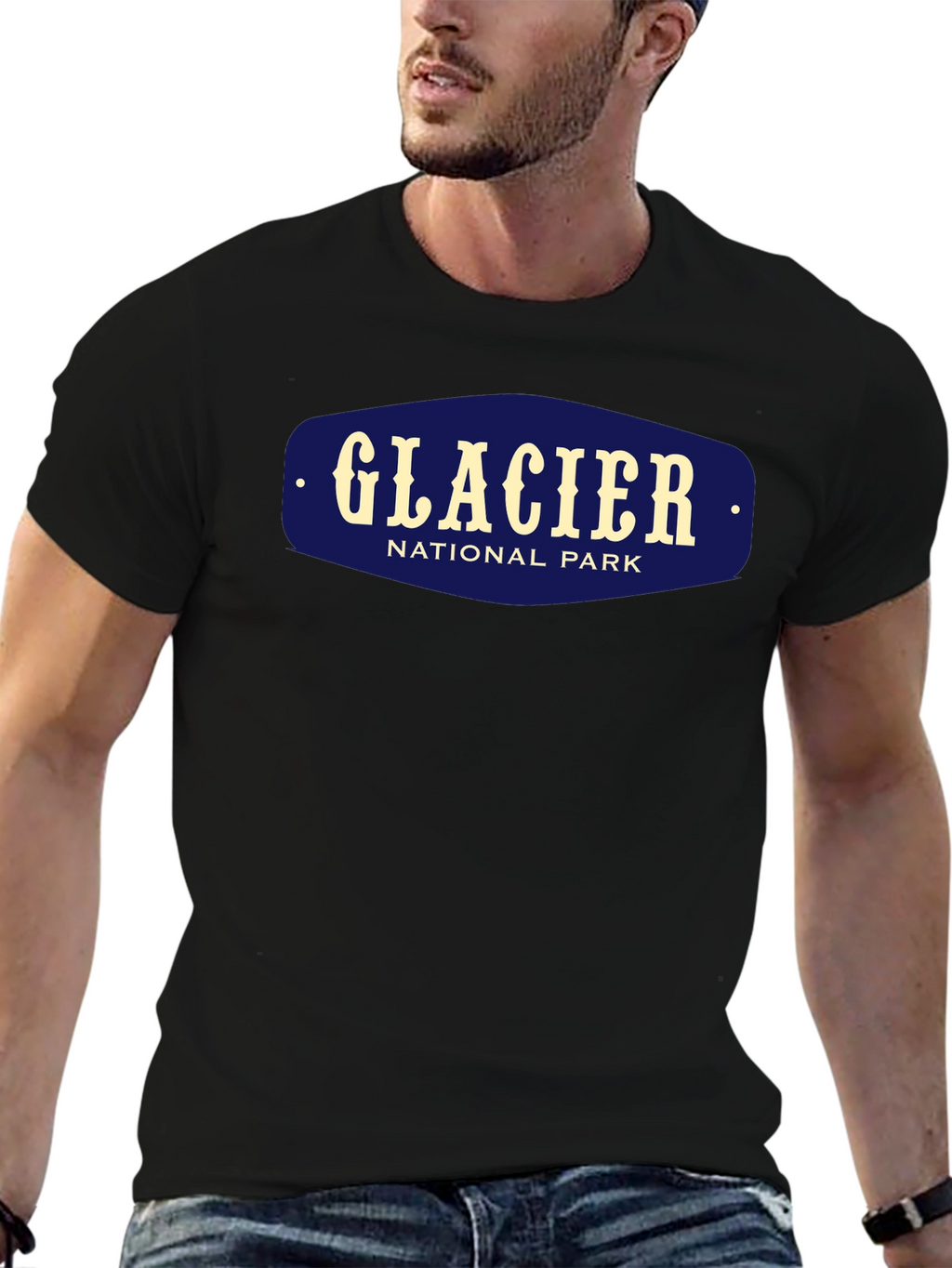 Glacier National Park Black Graphic T-Shirt